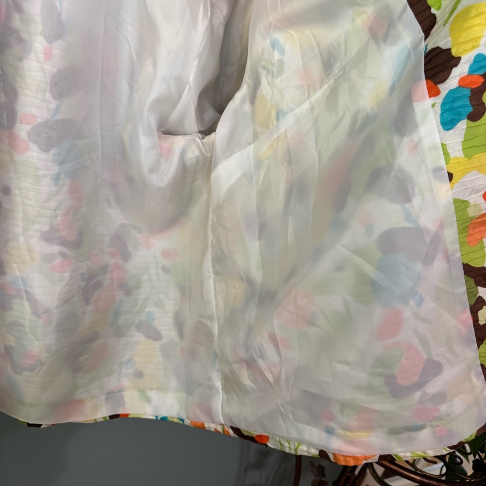 Silk Land Abstract Floral Open Jacket. 100% Silk. 3/4 Length Sleeve. Women’s 2X - Picture 7 of 10
